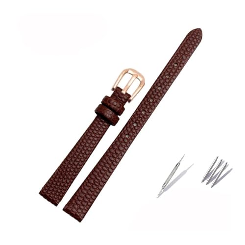 Kleines Lederarmband passend for AJIDOU Time Stamp, passend for Fossil Poly Time-Armband, Damen-Uhrenkette, Armband 8 mm, 10 mm, 12 mm, 14 mm(Brown-rose gold,10mm) von LANAPPTLTG