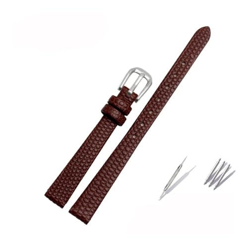 Kleines Lederarmband passend for AJIDOU Time Stamp, passend for Fossil Poly Time-Armband, Damen-Uhrenkette, Armband 8 mm, 10 mm, 12 mm, 14 mm(Brownsilver,6mm) von LANAPPTLTG