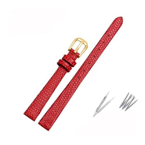 Kleines Lederarmband passend for AJIDOU Time Stamp, passend for Fossil Poly Time-Armband, Damen-Uhrenkette, Armband 8 mm, 10 mm, 12 mm, 14 mm(Red-gold,8mm) von LANAPPTLTG