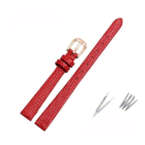 Kleines Lederarmband passend for AJIDOU Time Stamp, passend for Fossil Poly Time-Armband, Damen-Uhrenkette, Armband 8 mm, 10 mm, 12 mm, 14 mm(Red-rose gold,14mm) von LANAPPTLTG