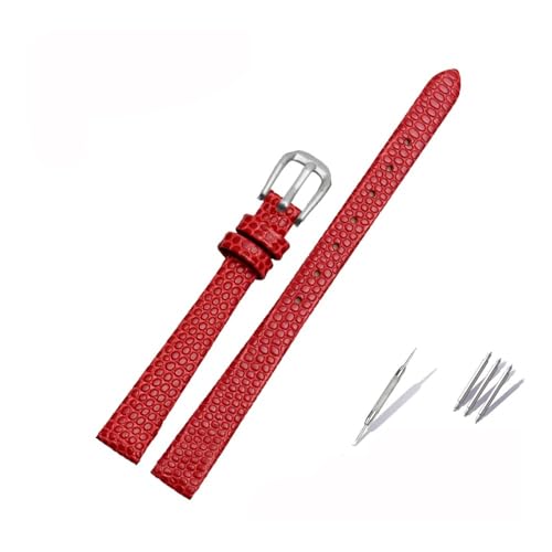 Kleines Lederarmband passend for AJIDOU Time Stamp, passend for Fossil Poly Time-Armband, Damen-Uhrenkette, Armband 8 mm, 10 mm, 12 mm, 14 mm(Red-silver,8mm) von LANAPPTLTG