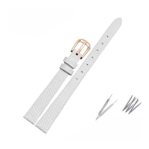Kleines Lederarmband passend for AJIDOU Time Stamp, passend for Fossil Poly Time-Armband, Damen-Uhrenkette, Armband 8 mm, 10 mm, 12 mm, 14 mm(White-rose gold,6mm) von LANAPPTLTG