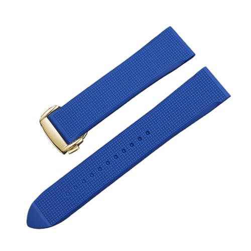 LANAPPTLTG 16 18 19/20/22/24mm Reifen Muster Silikon Uhr Straps Gummi Quick Release Band Fit for smart Uhr Frauen Männer Universal Armband(Blue gold,24mm) von LANAPPTLTG