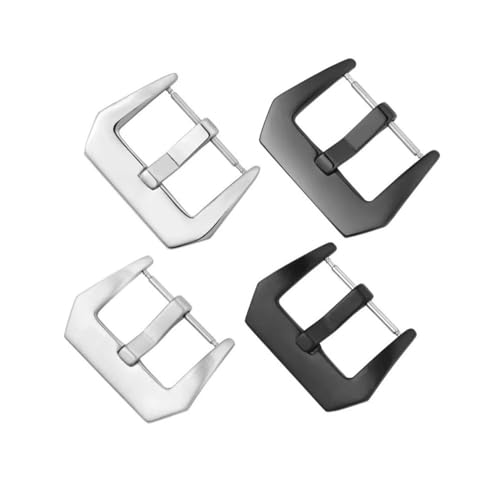 LANAPPTLTG 16 18 20 22 24 26mm Edelstahl Uhr Schnalle Verschluss Ersatz Fit for Panerai Uhr Leder Armband Uhr Zubehör(Black Matte-24mm) von LANAPPTLTG