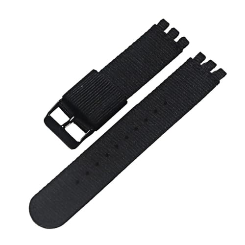 LANAPPTLTG 17MM19MM20mm Leinwand Nylon Armband Fit for SWATCH Uhr Gürtel Strap Frauen Männer Uhr Zubehör Refit Armband Armband Ersatz(1-BK,19mm) von LANAPPTLTG