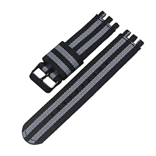 LANAPPTLTG 17MM19MM20mm Leinwand Nylon Armband Fit for SWATCH Uhr Gürtel Strap Frauen Männer Uhr Zubehör Refit Armband Armband Ersatz(25-BK,17mm) von LANAPPTLTG