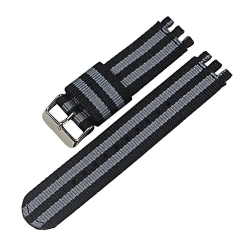 LANAPPTLTG 17MM19MM20mm Leinwand Nylon Armband Fit for SWATCH Uhr Gürtel Strap Frauen Männer Uhr Zubehör Refit Armband Armband Ersatz(25-S,17mm) von LANAPPTLTG