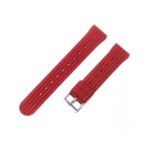LANAPPTLTG Fit for Seiko Fit for Samsung Fit for Huawei Uhr Sport Herren Tauchen ersetzen Gummi Armband schwarz blau Waffel Silikonband 20 mm 22 mm(Red-Steel-K1,22mm) von LANAPPTLTG