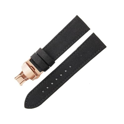 LANAPPTLTG Klettern Handgelenk Fit for Breitling Fit for Seiko Fit for Rolex Fit for Casio Canvas Nylon Armband 20mm 22mm(Black-Rose-B1,22mm) von LANAPPTLTG