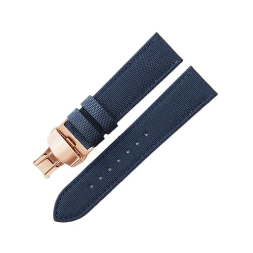 LANAPPTLTG Klettern Handgelenk Fit for Breitling Fit for Seiko Fit for Rolex Fit for Casio Canvas Nylon Armband 20mm 22mm(Blue-Rose-B1,22mm) von LANAPPTLTG
