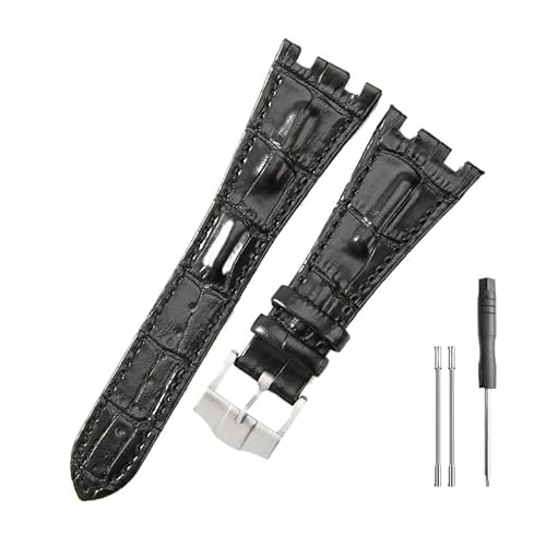 LANAPPTLTG Lederarmband passend for Audemars Piguet Royal Oak Offshore Ap15710 15703 15706 26470 26170 26133 Faltschließe(Black-Steel-K13) von LANAPPTLTG