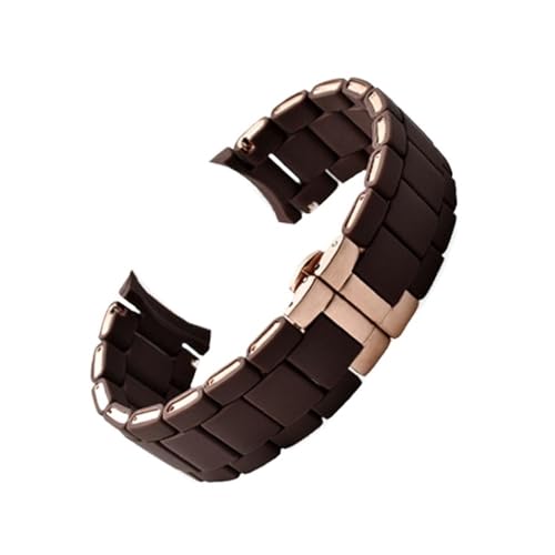 LANAPPTLTG Mode Silikon Verkleidet Stahl Uhr Band Fit for Armani AR5890 5891 5906 5905 Spezielle Gummi Armband Ersetzen Armband(Coffee-Rose,23mm) von LANAPPTLTG