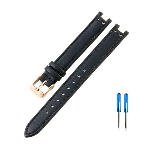 LANAPPTLTG Modisches Uhrenzubehör for Damen, passend for Anne Klein AK2156 AK2157 AK2618, konkave Schnittstelle, bequemes Armband, 12 x 6, 14 x 8 mm(Black-RS-K1,12x6mm) von LANAPPTLTG