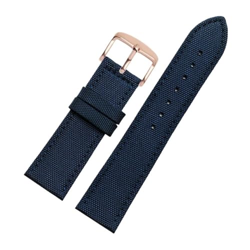 LANAPPTLTG Nylon Armband Männlich Fit for Casio Fit for Citizen Fit for Rolex Fit for Tissot Fit for Jeep Armband 20mm 22mm(Blue-Rose-K1,20mm) von LANAPPTLTG