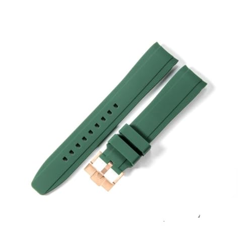 LANAPPTLTG Passend for Mido. Passend for Rolex. Passend for Tudor. Gummi-Silikon-Armband. Passend for Citizen. Passend for Tissot. Passend for Seiko(Dark green-Rose-K14,22mm) von LANAPPTLTG