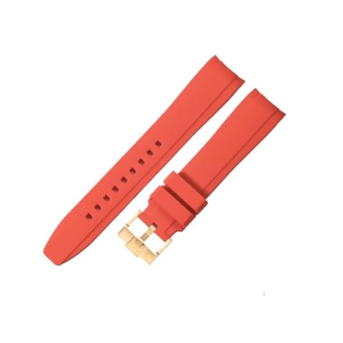 LANAPPTLTG Passend for Mido. Passend for Rolex. Passend for Tudor. Gummi-Silikon-Armband. Passend for Citizen. Passend for Tissot. Passend for Seiko(Red-golden-K14,20mm) von LANAPPTLTG