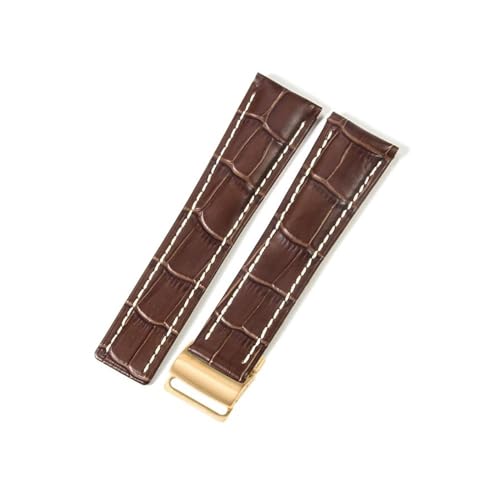 LANAPPTLTG Uhrenarmband passend for Breitling Herrenuhr Armband Faltschließe 22 mm 24 mm(Brown(ZJ)-Golden-Z16,24mm) von LANAPPTLTG