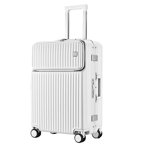 LANAZU Gepäck, verschleißfestes PC-Hartseitengepäck mit Rollen, Aluminiumrahmen, mit Sicherheits-TSA-Schloss, für Männer, Frauen, Jugendliche (White 20inch) von LANAZU