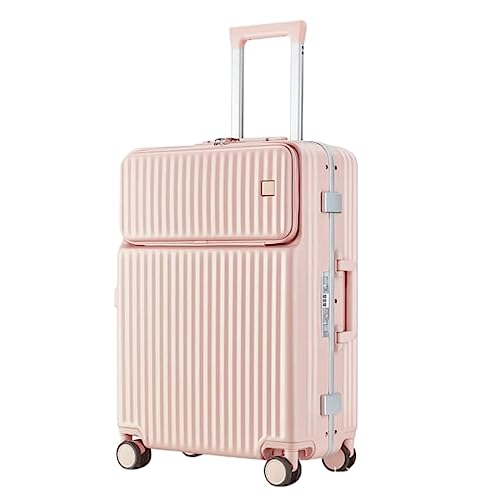 LANAZU Gepäck, verschleißfestes PC-Hartseitengepäck mit Rollen, Aluminiumrahmen, mit Sicherheits-TSA-Schloss, für Männer, Frauen, Jugendliche (pink 24inch) von LANAZU