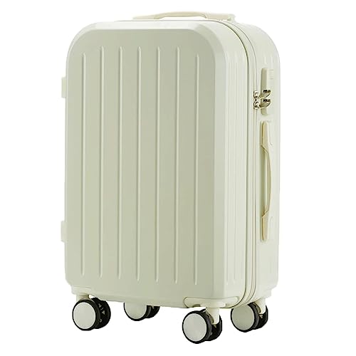 LANAZU Rollgepäck, einziehbarer Trolley, Handgepäckkoffer mit Sicherheitscode-Schloss, geeignet für Männer und Frauen (White 20 inches) von LANAZU