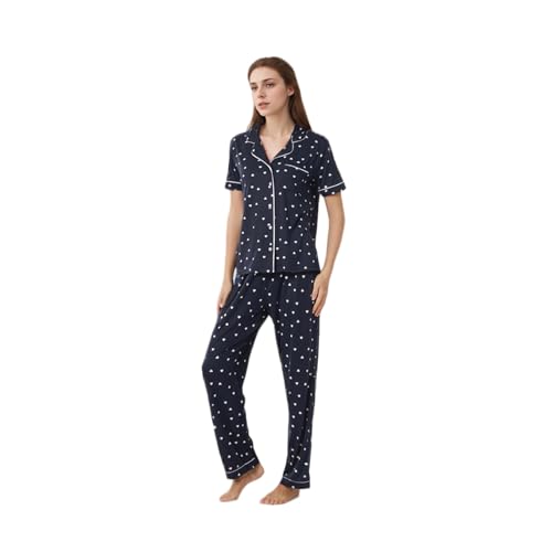 LANBAOSI Damen Kurz Schlafanzug Elastischer Bund Bottoms Kurzarm Set Zweiteilige von LANBAOSI