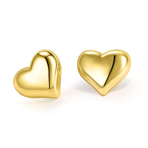 Lanbeide Gold Herz Ohrringe 14 Karat Vergoldet Liebesherz Ohrstecker Sterlingsilber Für Frauen Geburtstagsgeschenke von LANBEIDE