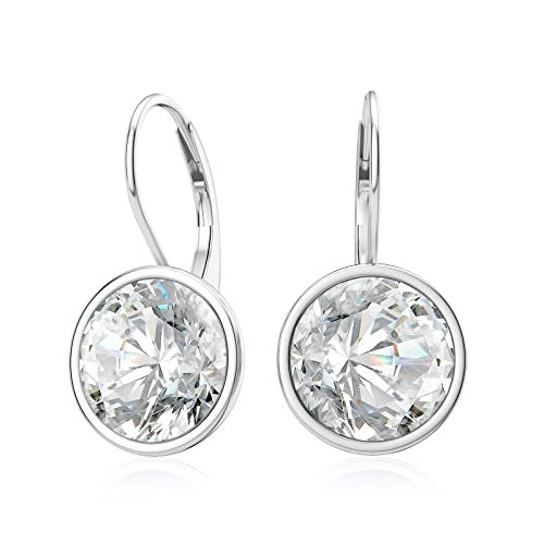 LANBEIDE Sterling Silber Hängend Ohrringe Kristalle Leverback Ohrringe mit Runden Cubic Zirkon für Damen von LANBEIDE
