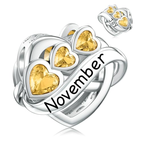 LANBEIDE November Geburtsstein Charms, 925 Sterling Silber Infinity Love Herz Perlen Charms für Pandora Armband Halskette Geburtstagsgeschenke für Frauen von LANBEIDE