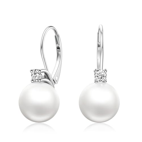 LANBEIDE Perlen Ohrringe, 925 Sterling Silber Hängend Ohrringe mit Perlen Kristalle Hypoallergene Ohrringe Für Frauen Schmuck Geschenke von LANBEIDE