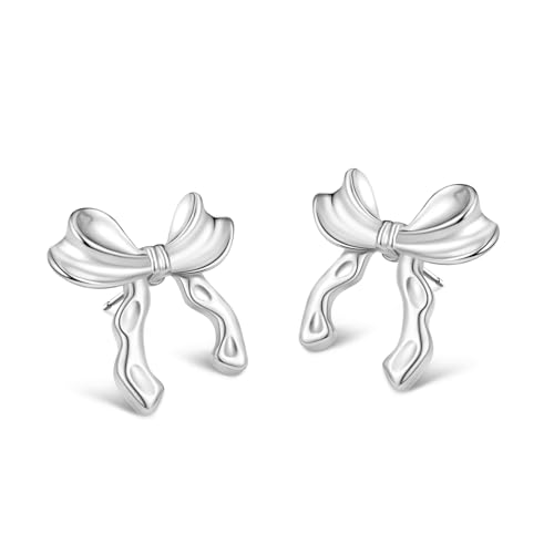 LANBEIDE Schleifen Ohrringe Silber, Bow Earrings Schleifen Ohrstecker Statement Ohrringe Hypoallergene Ohrringe Aus Sterlingsilber Für Damen Schmuck Geschenke von LANBEIDE