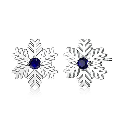 LANBEIDE Schneeflocken-Ohrringe, 925er Sterlingsilber-Ohrstecker, hypoallergene Ohrringe für Frauen, Weihnachtsgeschenke von LANBEIDE