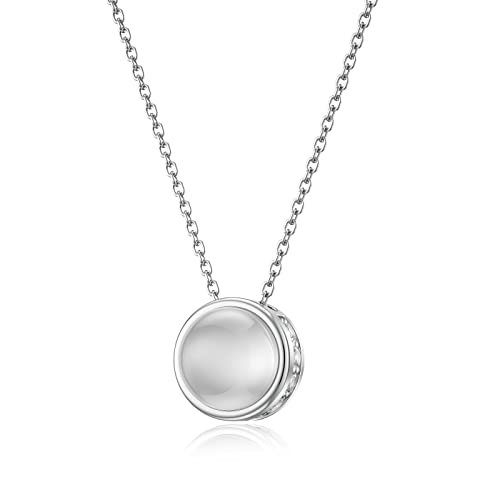 LANBEIDE Sterling Silber Halskette, 925 Sterling Silber April Geburtsstein Halskette mit rundem klarem Edelstein Anhänger für Frauen Geburtstagsgeschenke von LANBEIDE