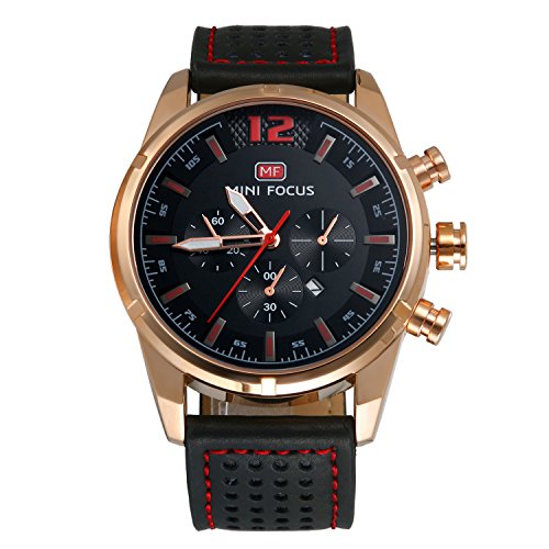 Lancardo Herren Uhren Silikon Armband Gold schwarz Wasserdicht Männer Chronograph Kalender Groß Digital Zifferblatt Analog Quarz Sport Stoppuhr Armbanduhr von Lancardo