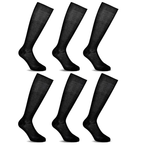 LANCETTI 6/12 Paar elegante klassische lange Socken für Herren - (39-41) Schwarz von LANCETTI