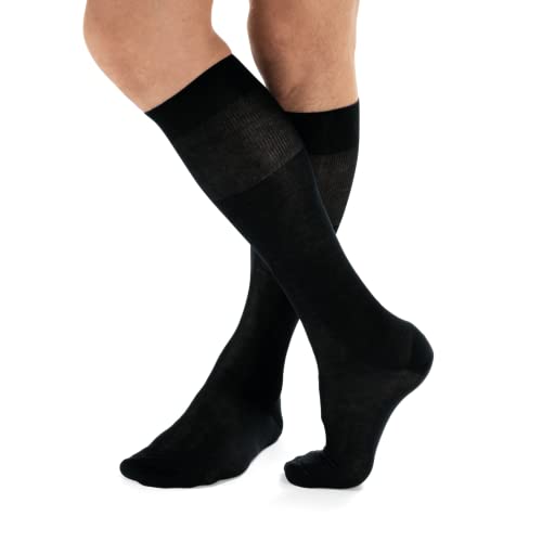 LANCETTI 6 Paar klassische elegante lange Socken für Herren in Lisle Made in Italy - (45-46) Schwarz von LANCETTI