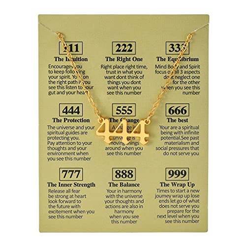 LANCHEN Engel Zahlen Halskette 111 222 333 444 555 666 777 888 999 Altenglische Numerologie Zahlen Halskette Gold Minimalistischer Anhänger von LANCHEN