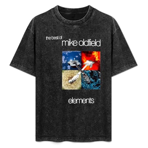 Mike Oldfield The Best of Mike Oldfield Elements Men Adult Vintage Washed T-Shirt Size L von LANDEMEI