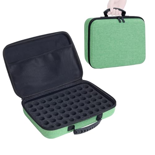 LANDFOBO ätherische Öle Tragetasche hält 60 Gitter für 1-3ML Rollenflaschen 5ml, 10ml, 15ml Flaschen Lagerung Organizer Beutel Hard Shell Eva, ätherisches Öl Beutel mit abnehmbarem Schwamm Pad Grün von LANDFOBO