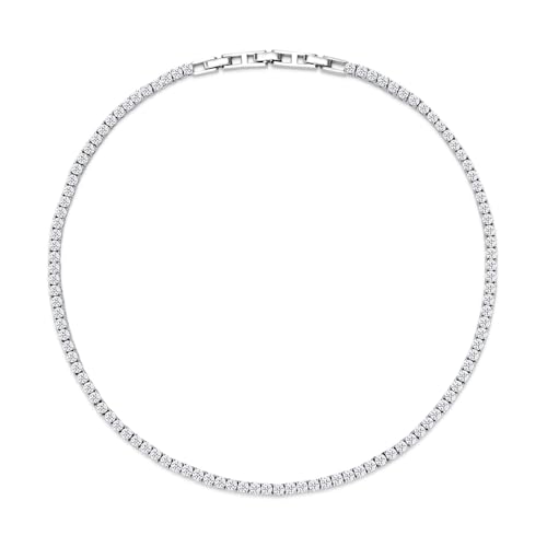 LANE WOODS Simulierte Diamant-Moissanit-Halskette für Damen: verstellbare Halskette aus 18 Karat Weißgold vergoldetes Sterlingsilber für Damen, Abschlussball, Hochzeit, Jahrestag, Party, Schmuck von LANE WOODS