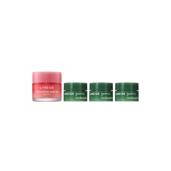 LANEIGE - Lip Sleeping Mask EX - 20g - Berry (1ea) + Cica Sleeping Mask - 10ml (3ea) Set von LANEIGE