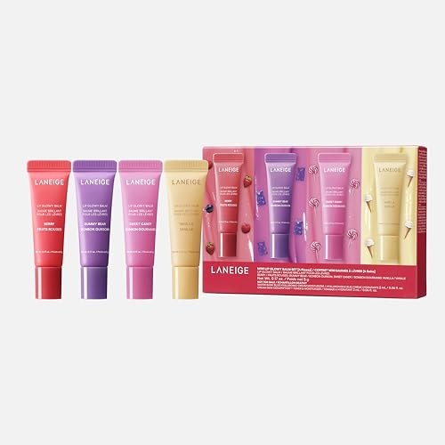 LANEIGE Mini Lip Glowy Balm Set - Feuchtigkeitsspendender und glänzender Lippenbalsam in 4 Geschmacksrichtungen von LANEIGE