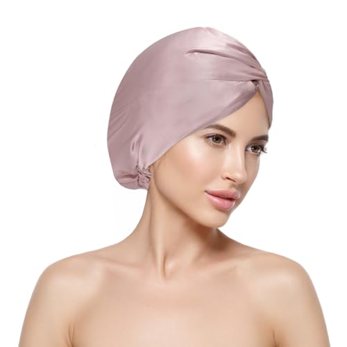 Seidenhaube für schlafende Frauen - 19 Momme 100% Maulbeerseide Nachtmütze mit Gummiband für Haarschutz, atmungsaktive Schlafhaube für lockige Haarpflege, Anti-Frizz Bedtime Zubehör, Rosa, Pink, 7 Seidenhaube für schlafende Frauen - 19 Momme 100% Maulbeerseide Nachtmütze mit Gummiband für Haarschutz, atmungsaktive Schlafhaube für lockige Haarpflege, Anti-Frizz Bedtime Zubehör, Rosa, Pink, 7 von LANEYCX