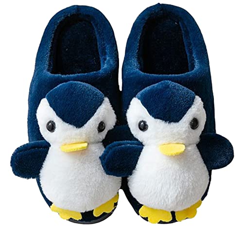 Baumwoll pantoffeln Damen Herren Winter Plüsch Hausschuhe Tier Pinguin Hausschuhe Weich bequem Unisex (Dark blue, adult, women, numeric_40, numeric_range, eu_footwear_size_system, numeric_41, medium) von LANFIRE
