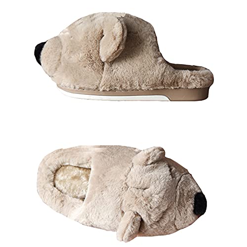 LANFIRE Groß Kinder Erwachsene Baumwolle Hausschuhe Bären Hausschuhe Tier Hausschuhe Plüsch Hausschuhe Damen Schuhe Baumwoll schuhe (38/39, Khaki slipper, numeric_38) von LANFIRE