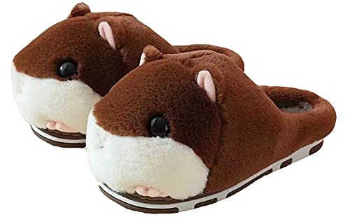 LANFIRE Groß Kinder und Erwachsene Baumwolle Hausschuhe Hamster Hausschuhe Plüsch Hausschuhe Tier Hausschuhe Damen Schuhe Baumwollschuhe (39/40, Brown, numeric_39) von LANFIRE