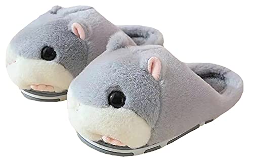 LANFIRE Groß Kinder und Erwachsene Baumwolle Hausschuhe Hamster Hausschuhe Plüsch Hausschuhe Tier Hausschuhe Damen Schuhe Baumwollschuhe (39/40, Grey, numeric_39) von LANFIRE