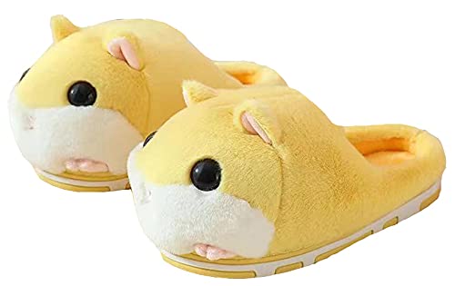 LANFIRE Groß Kinder und Erwachsene Baumwolle Hausschuhe Hamster Hausschuhe Plüsch Hausschuhe Tier Hausschuhe Damen Schuhe Baumwollschuhe (39/40, Yellow, numeric_39) von LANFIRE