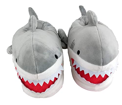 LANFIRE Animal Hausschuhe Shark Kopf Baumwolle Hausschuhe rutschfeste dicken Boden 3D Tierkopf Plüsch Baumwolle Hausschuhe (Grey) von LANFIRE