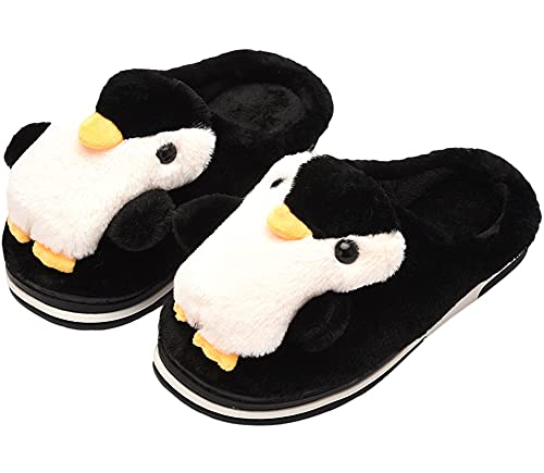 LANFIRE Big Kid und Erwachsene Baumwoll hausschuhe Pinguin Hausschuhe Plüschhausschuhe Tierhausschuhe Damenschuhe (Black, numeric_43) von LANFIRE