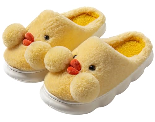LANFIRE Big Kid & Erwachsene Baumwolle Ente Plüsch Tier Hausschuhe Damen Schuhe (Yellow, 39/40, numeric_39) von LANFIRE